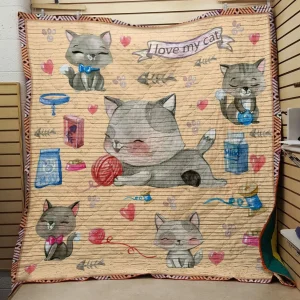 I Love My Cat Quilt and Home Decor