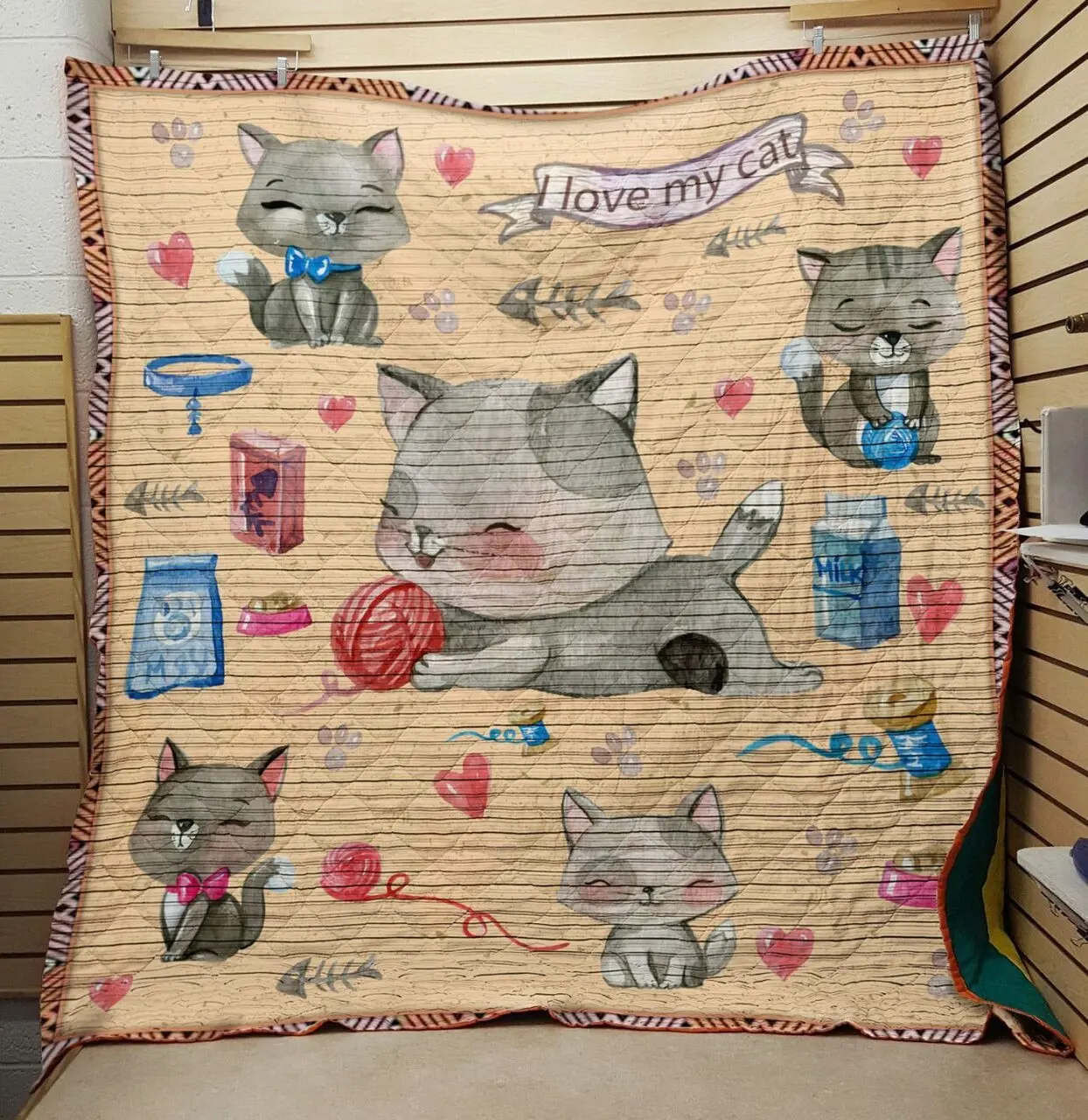 I Love My Cat Quilt and Home Decor