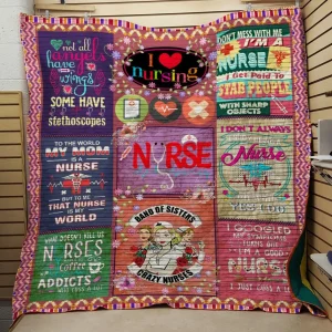 I Love Nursing Quilt and Home Decor