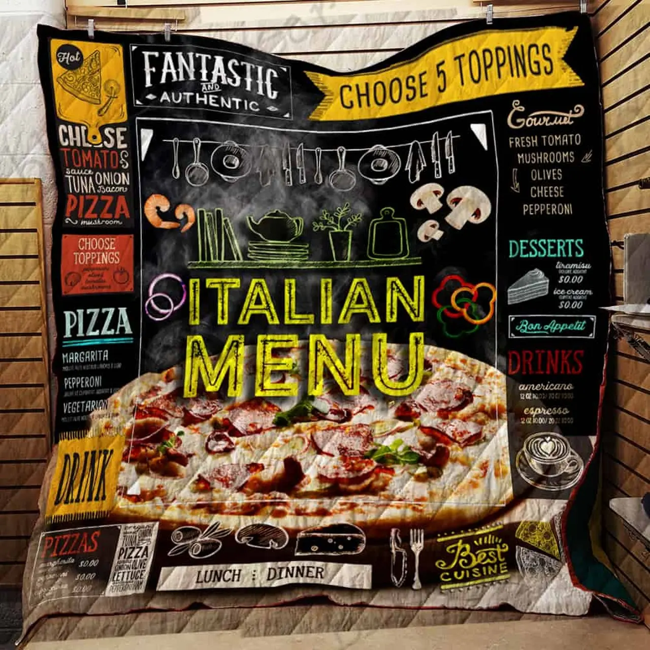 I Love Pizza Quilt and Home Decor