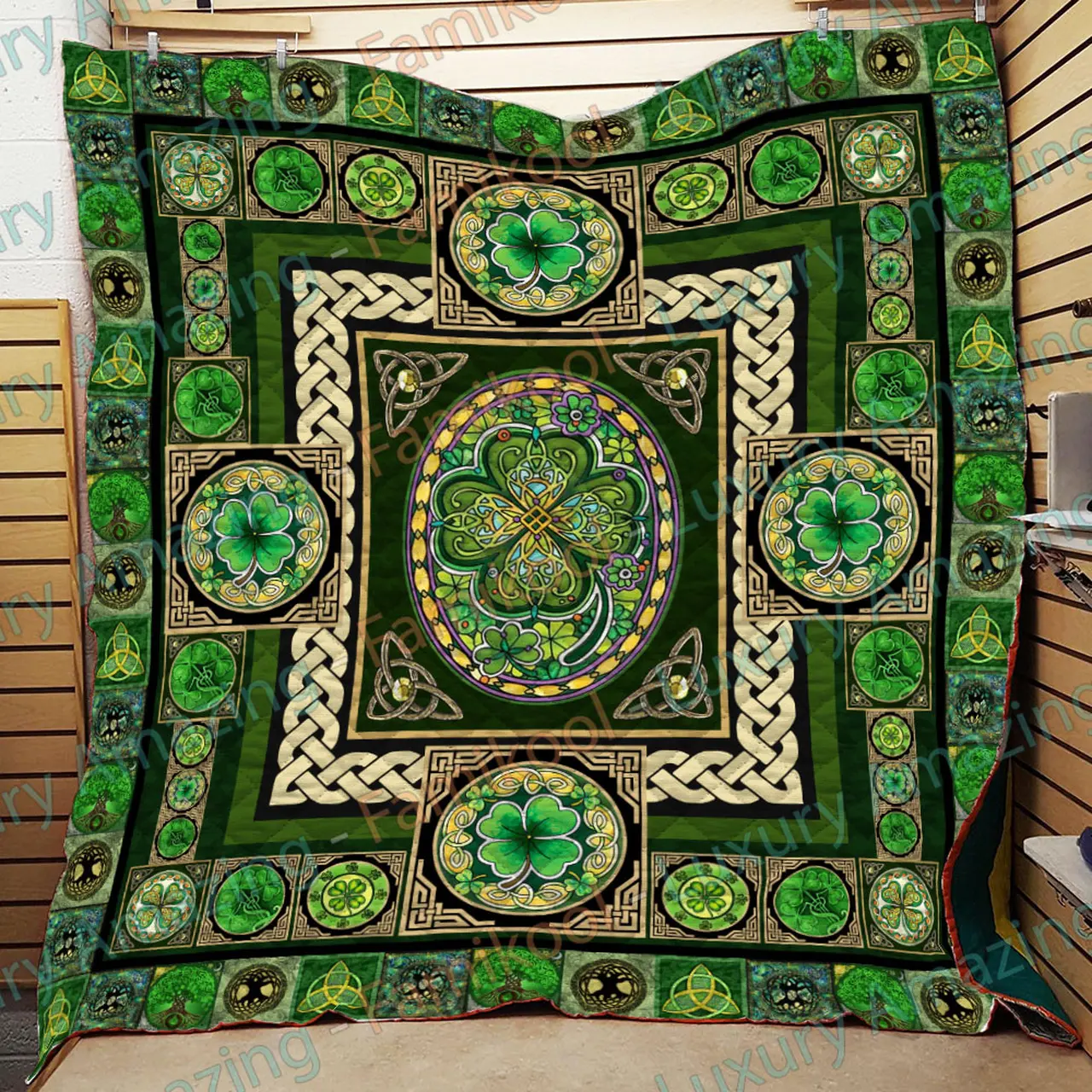 Irish Shamrock Vintage Quilt and Home Decor