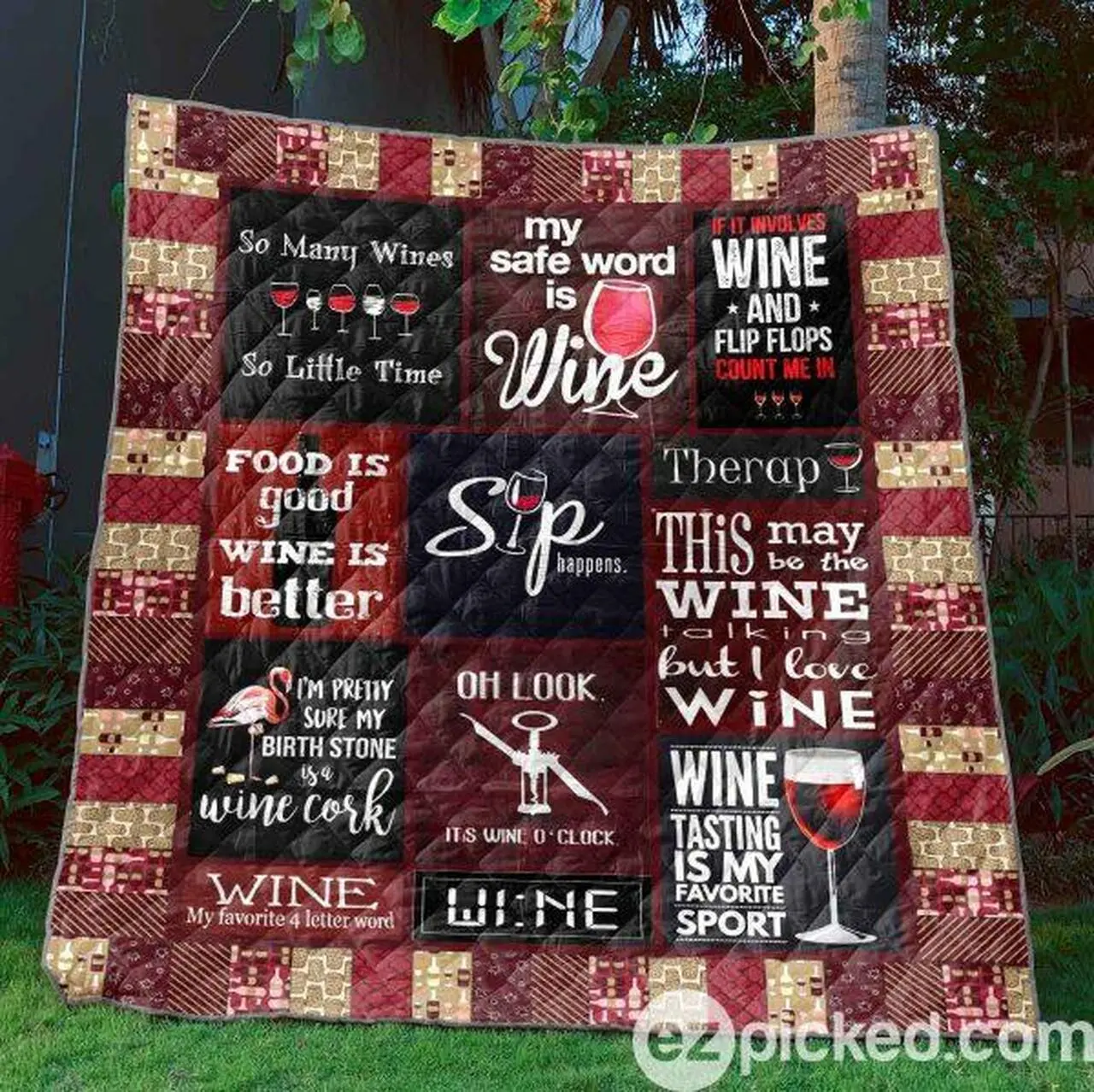 It S Wine O Clock Quilt Blanket Ylh5 Quilt and Home Decor