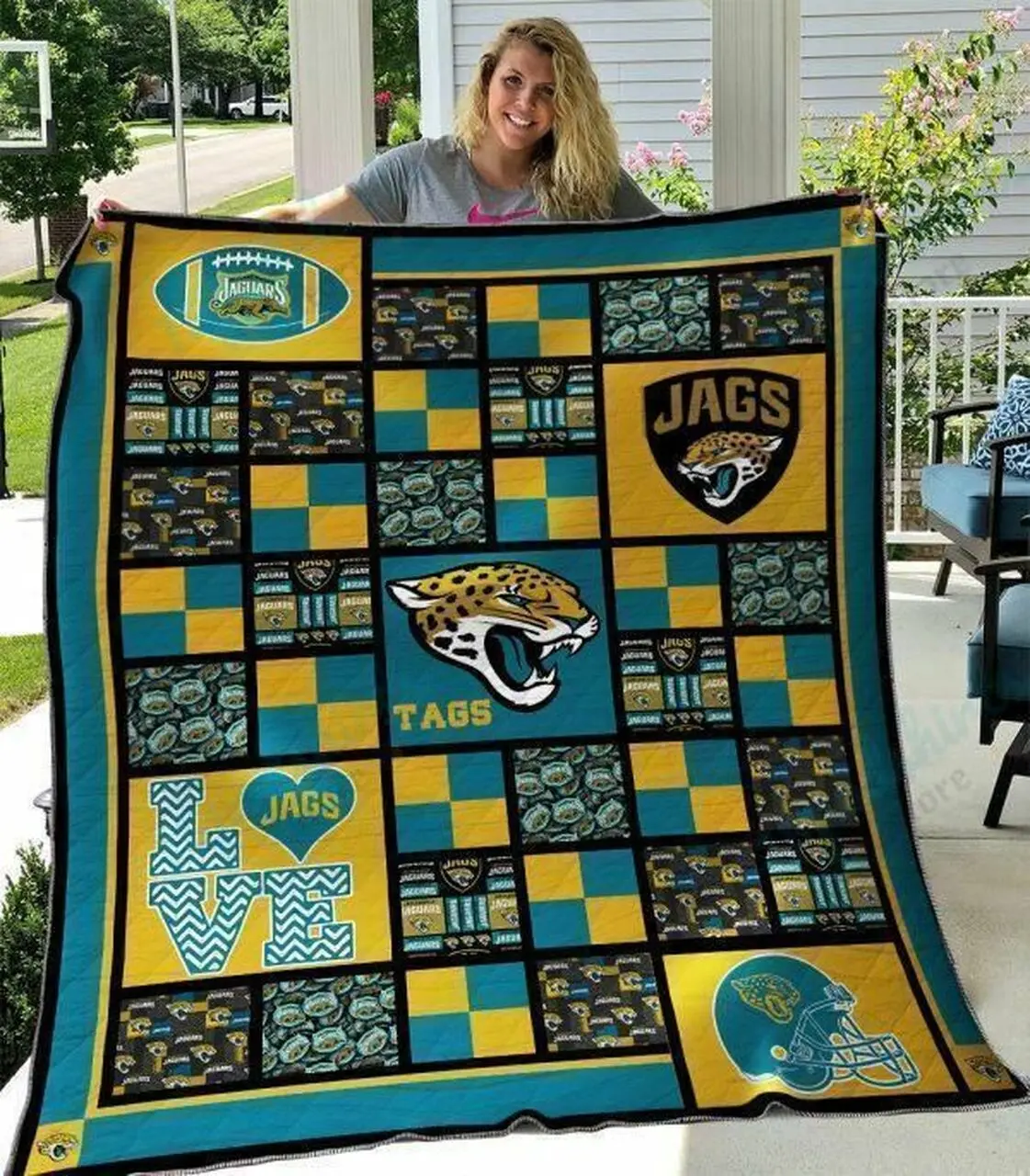 Jacksonville Jaguars Quilt Blanket 03 and Home Decor