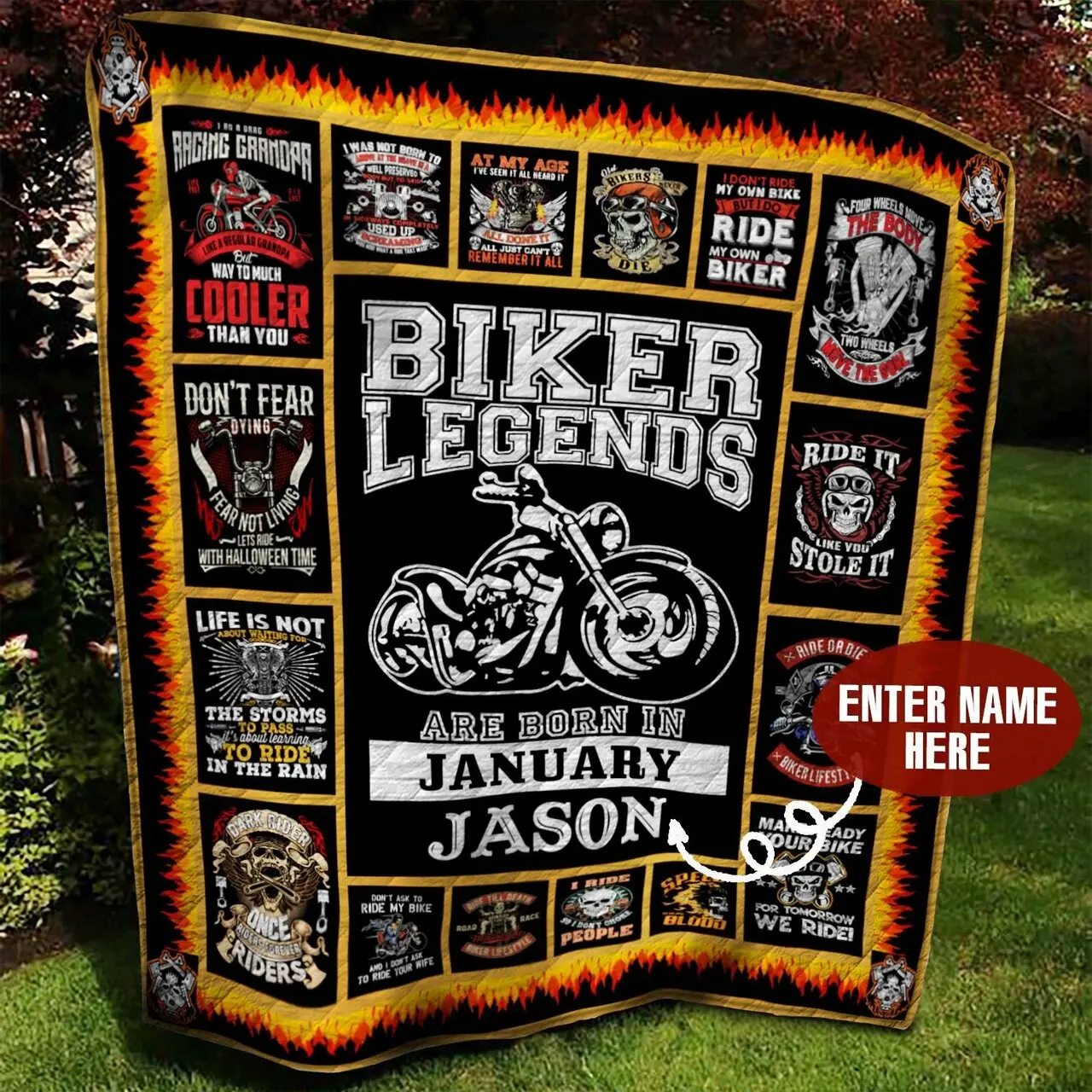 January Biker Personalized Quilt Blanket Bbb290575Sm and Home Decor