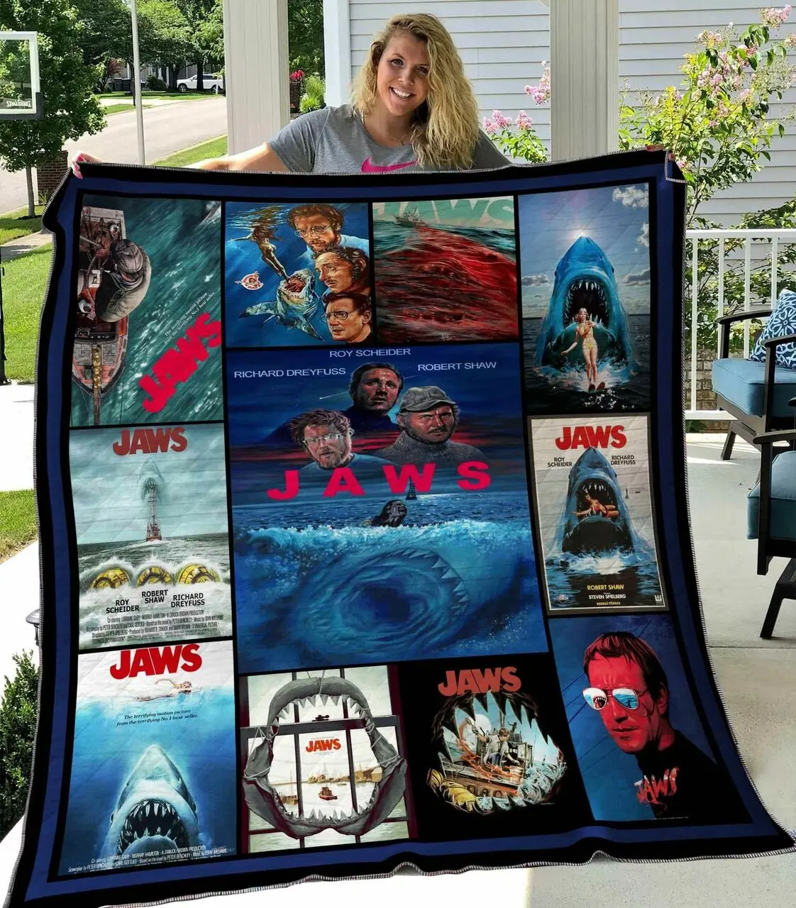 Jaws Blanket Th2906 Quilt and Home Decor