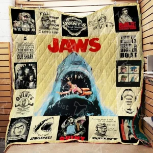Jaws Quilt Blanket 01710 and Home Decor