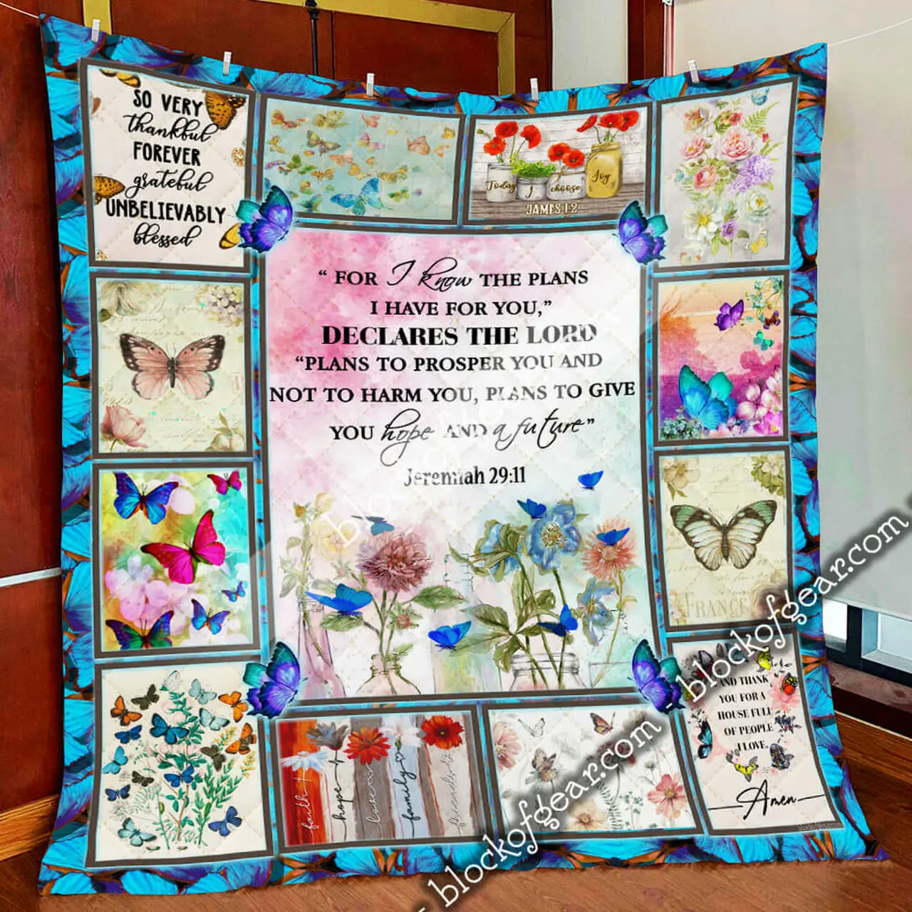Jeremiah 29:11 Butterfly Quilt Blanket Slb58 and Home Decor