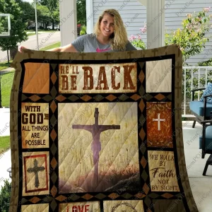Jesus HeLl Be Back Quilt Blanket and Home Decor