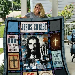 Jesus Not Today Satan Quilt Blanket and Home Decor