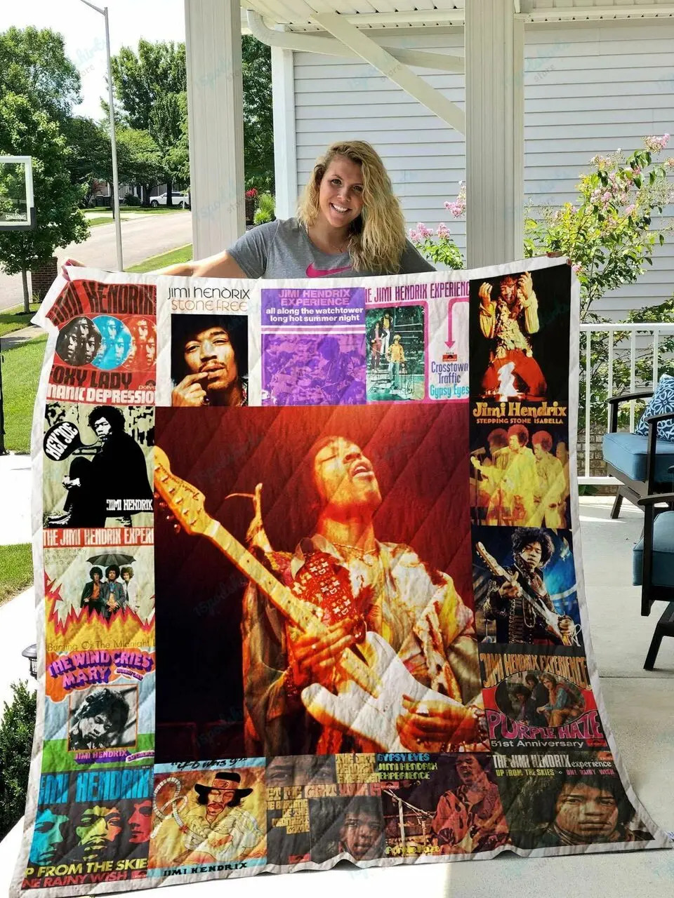 Jimi Hendrix Quilt Blanket 03 and Home Decor