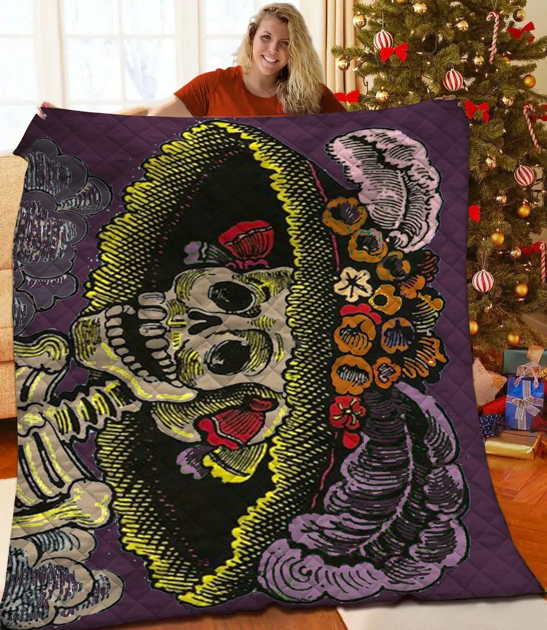 Jose Posada Calavera Catrina Quilt Ohf and Home Decor