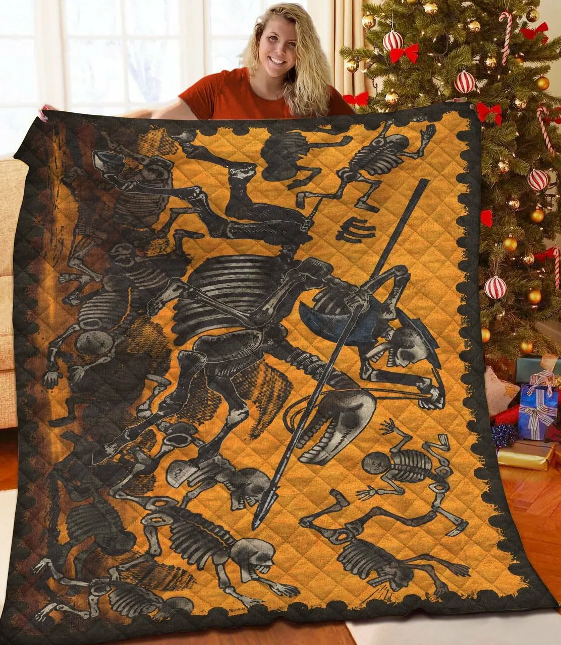 Jose Posada Calavera Don Quijote Quilt Oha and Home Decor