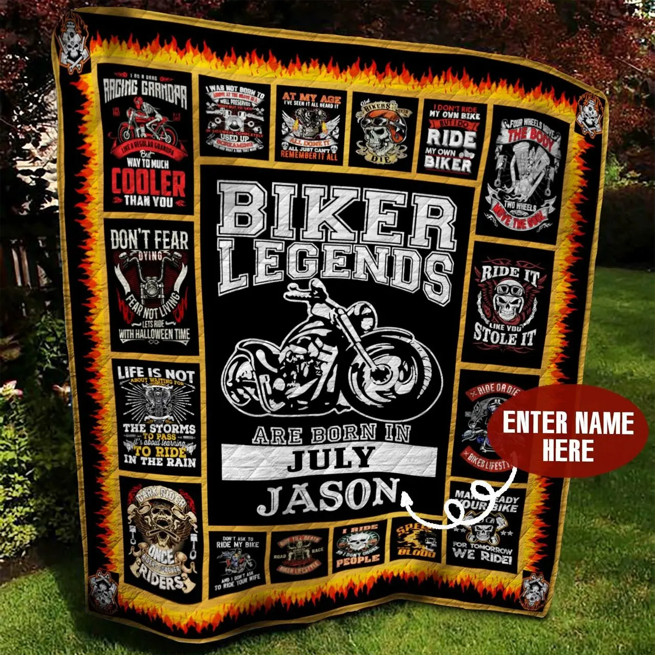 July Biker Personalized Quilt Blanket Bbb290576Sm and Home Decor