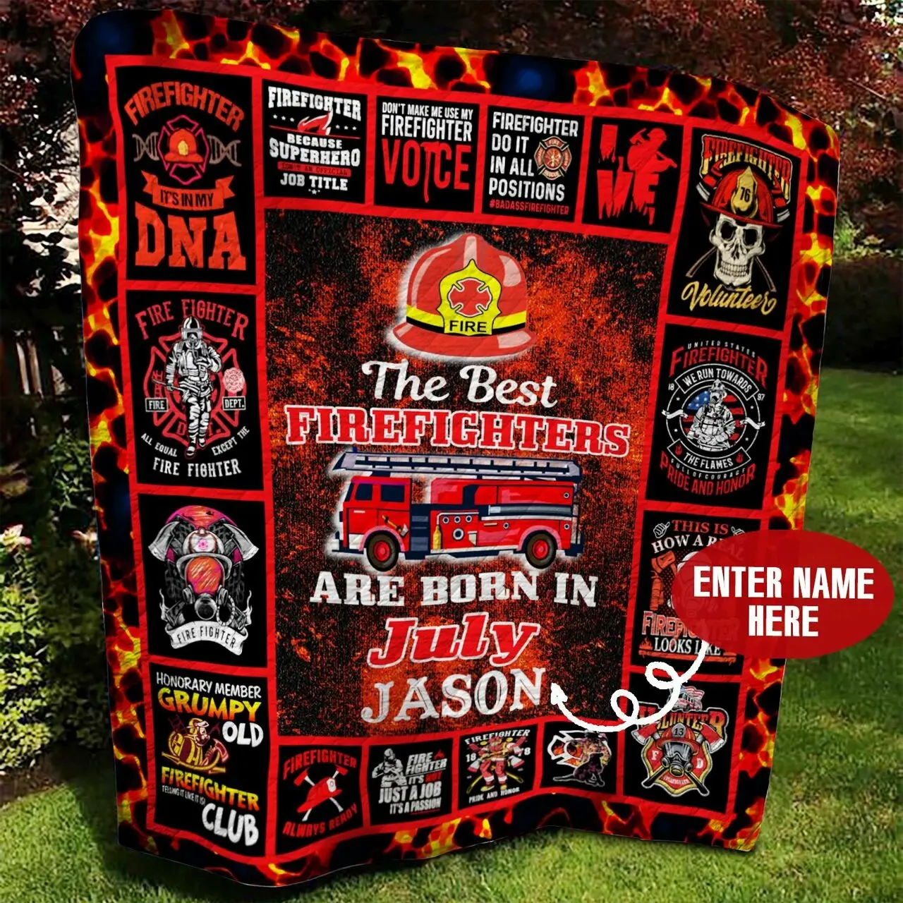 July Firefighter Personalized Quilt Blanket Bbb300537Sm and Home Decor