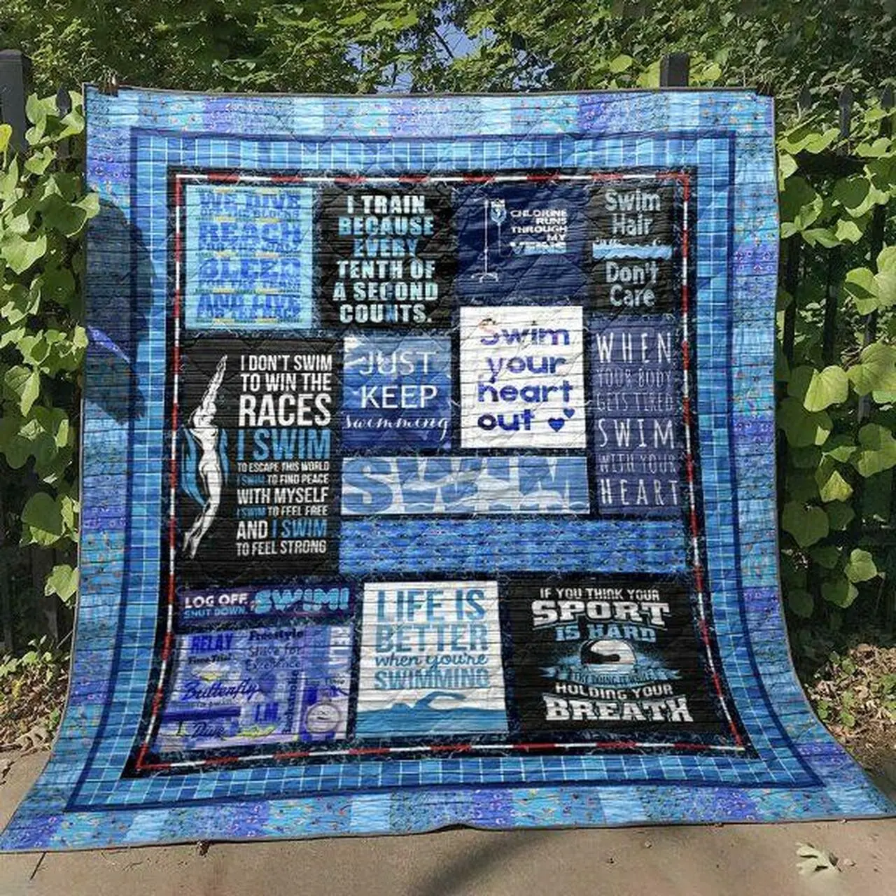 Just Keep Swimming Quilt Blanket No96 Quilt and Home Decor