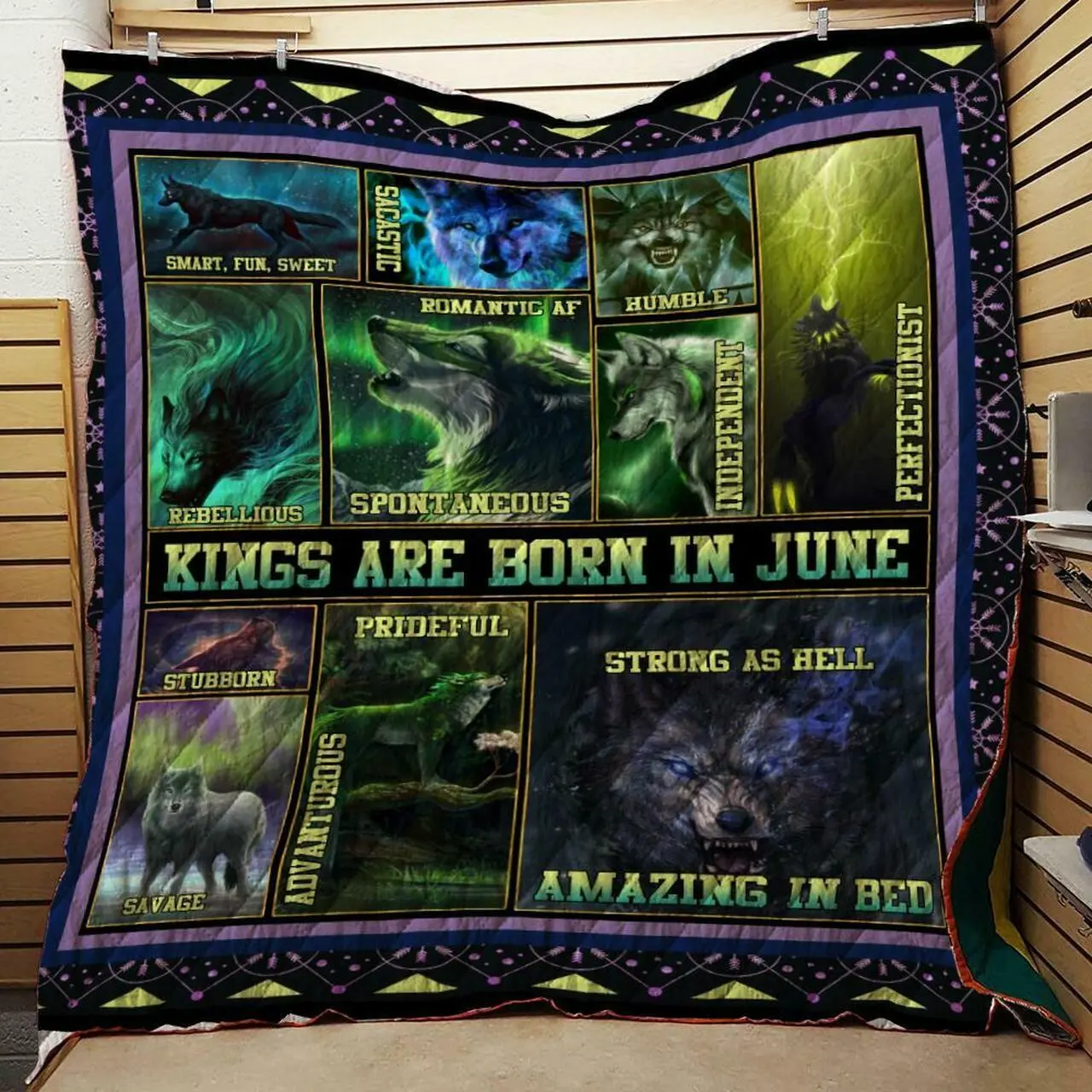 Kings Are Born In June Wolf Quilt and Home Decor
