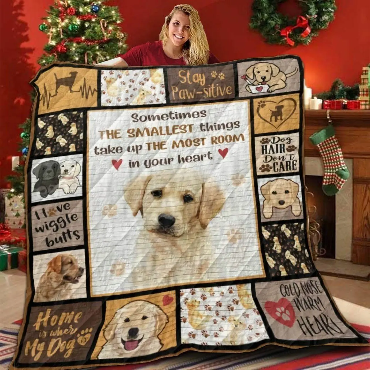 Labrador In Heart Joy 3D Customized Quilt and Home Decor