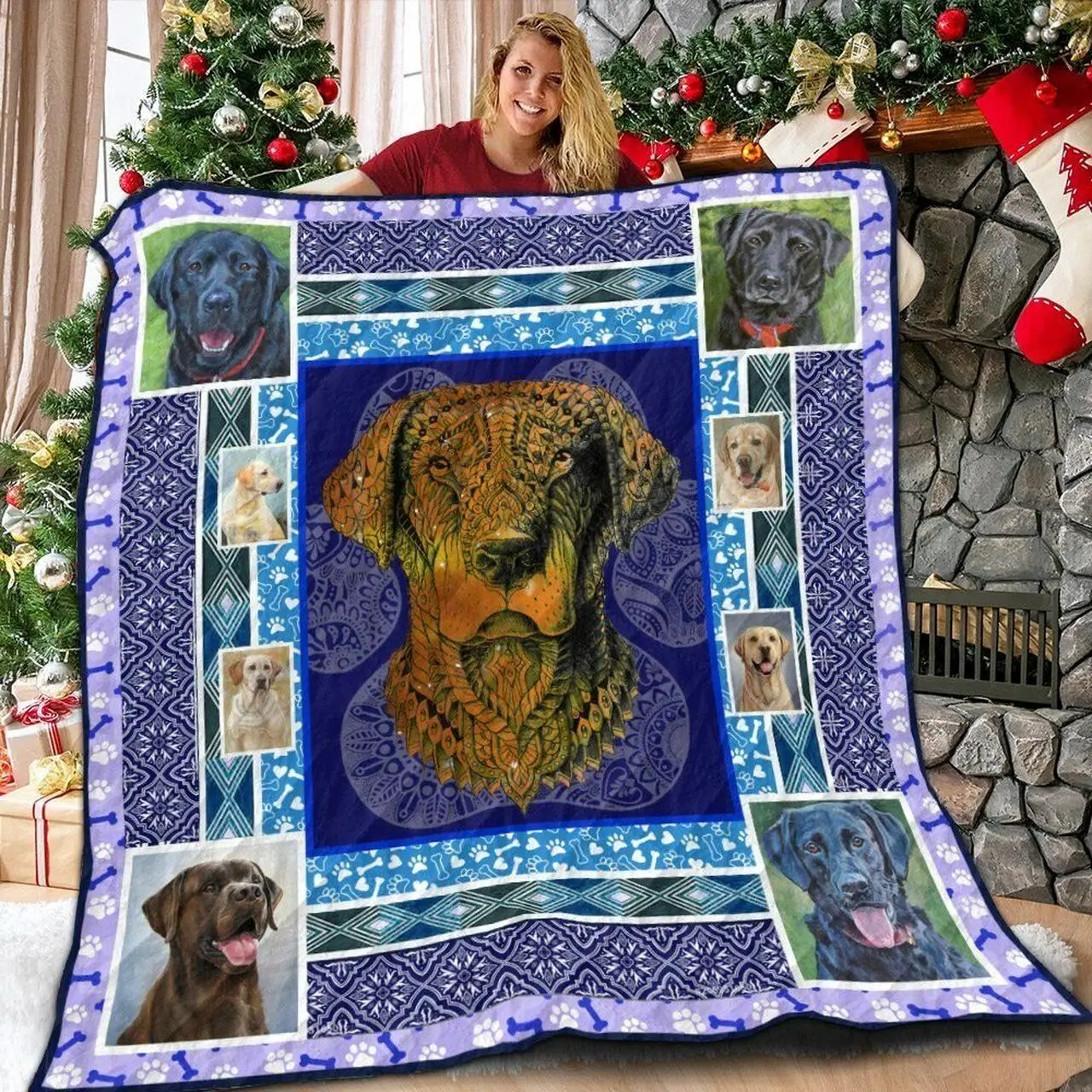 Labrador L Mandala 3D Customized Quilt and Home Decor