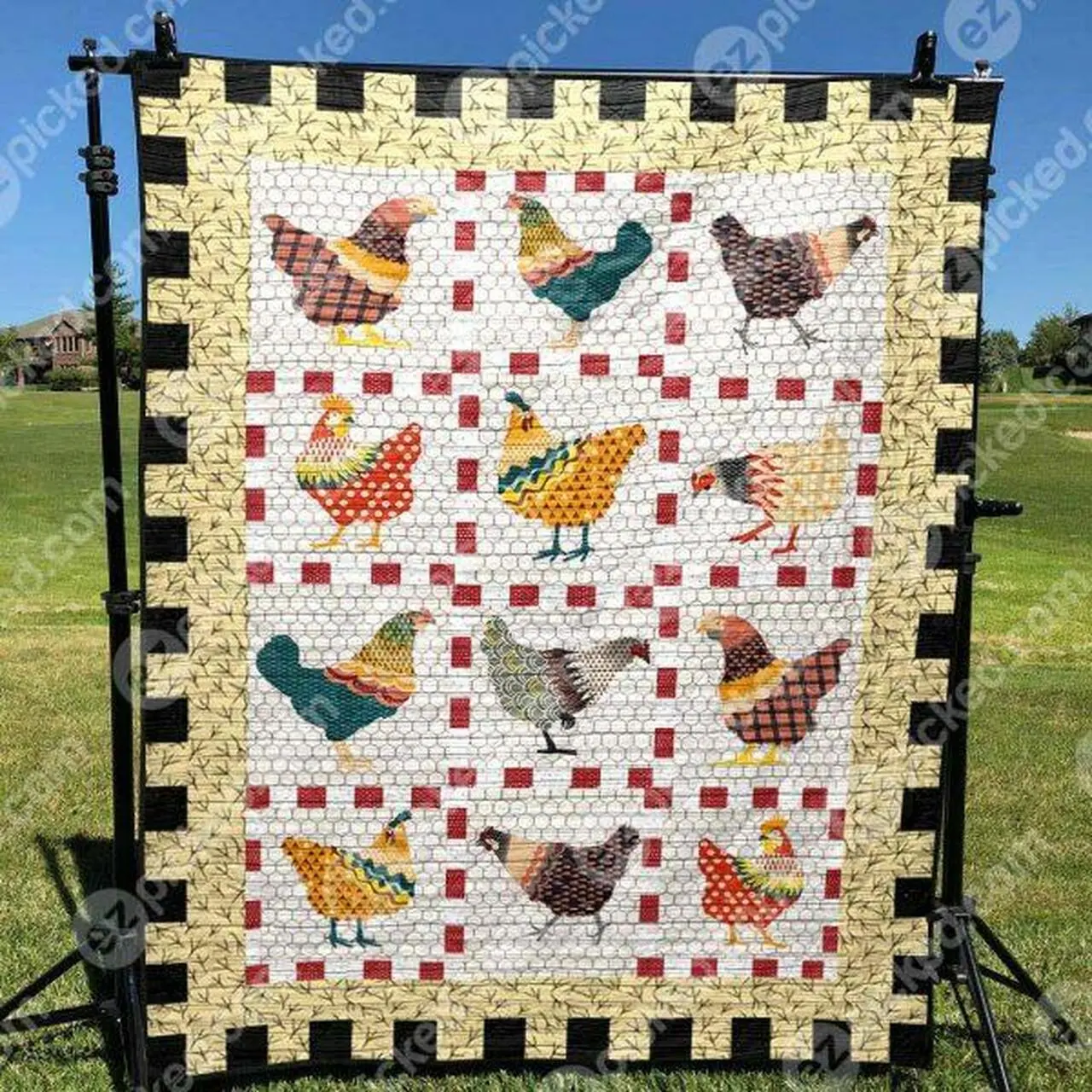 Lady Hens Quilt Blanket Yld9 Quilt and Home Decor