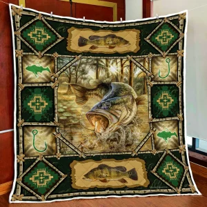 Largemouth Bass Quilt Blanket and Home Decor