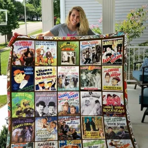 Laurel And Hardy Quilt Blanket and Home Decor