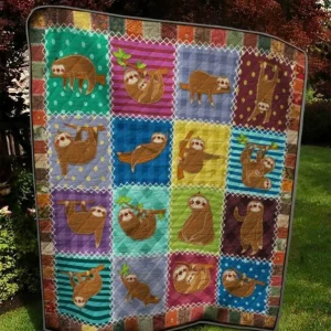 Lazy Sloth Quilt Blanket Quilt and Home Decor