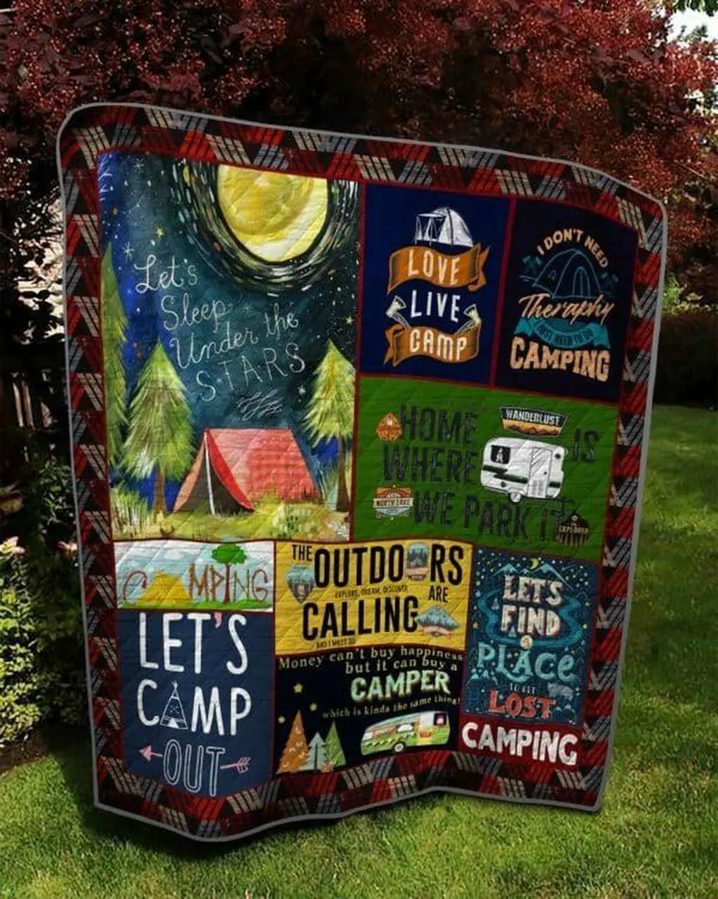 Let S Camping Quilt Blanket Quilt and Home Decor