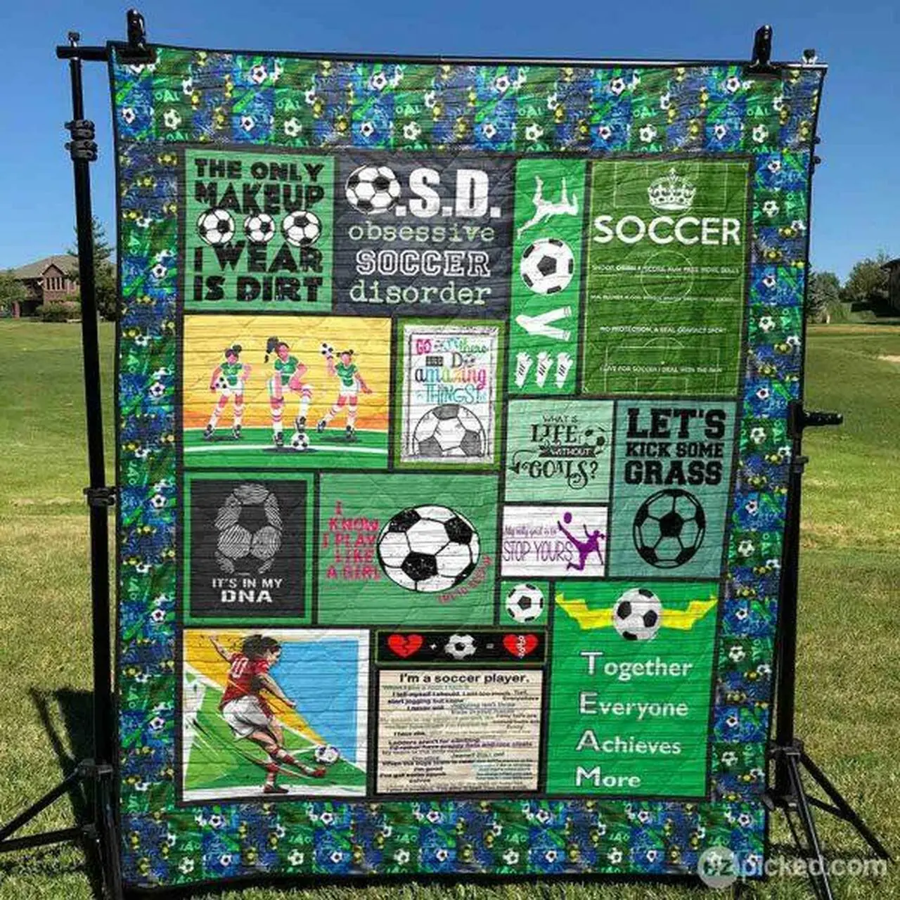 Let S Kick Some Grass Quilt Blanket Ht10 Quilt and Home Decor