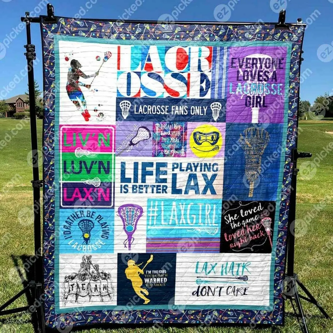 Life Is Better Playing Lax Cld170699 Quilt Blanket and Home Decor