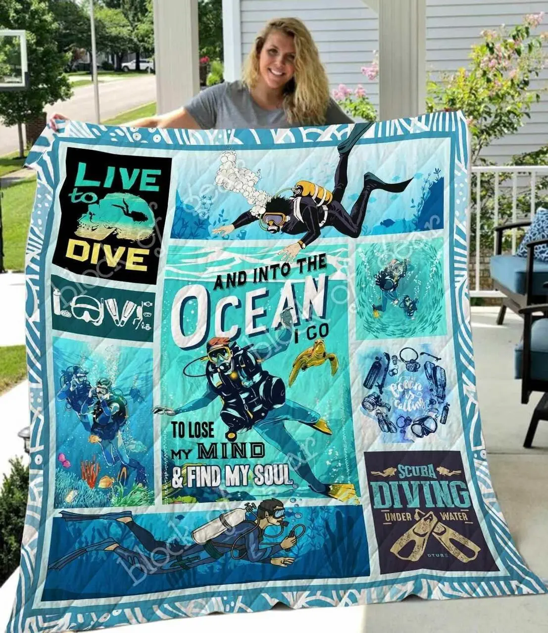 Live To Dive Blanket Kc1507 Quilt and Home Decor