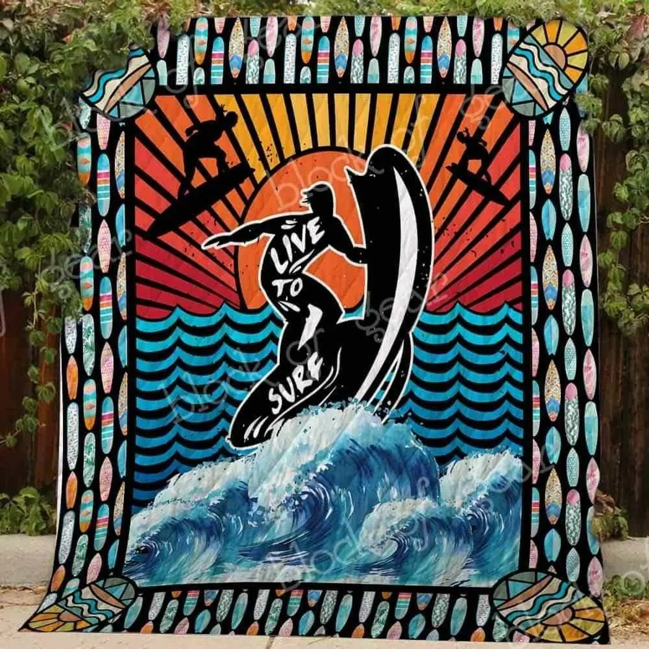 Live To Surf Blanket Kc1807 Quilt and Home Decor