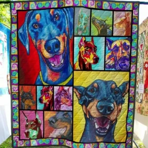 Ll Doberman Quilt Blanket and Home Decor