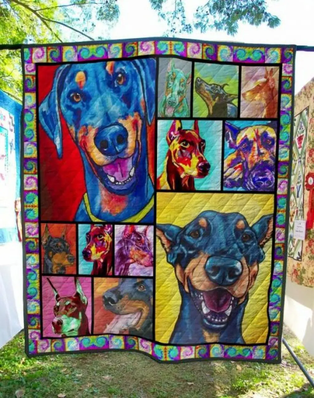 Ll Doberman Quilt Blanket and Home Decor