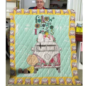 Ll Hippie Bus Quilt Blanket and Home Decor