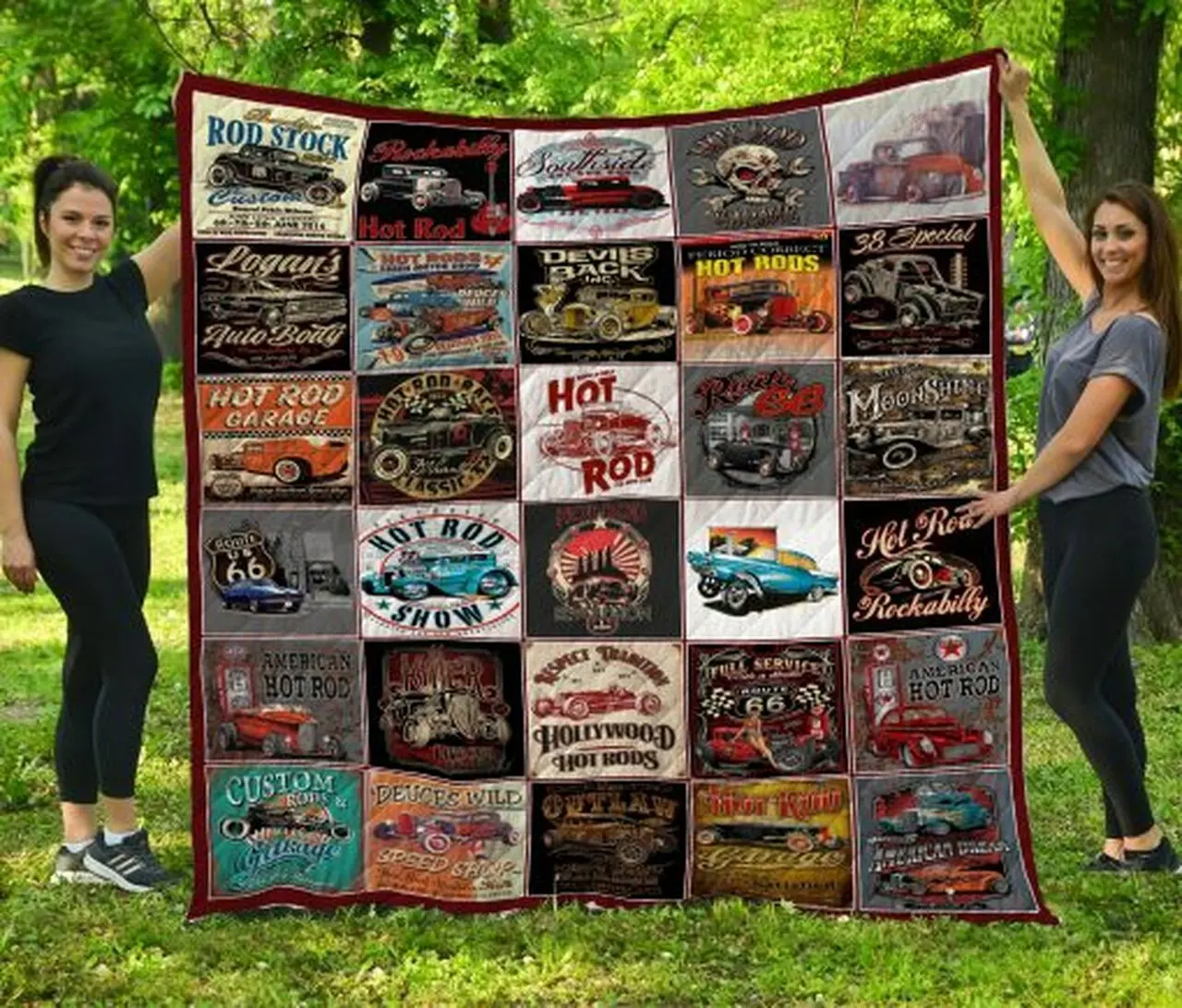Ll Hot-Rod Quilt Blanket and Home Decor