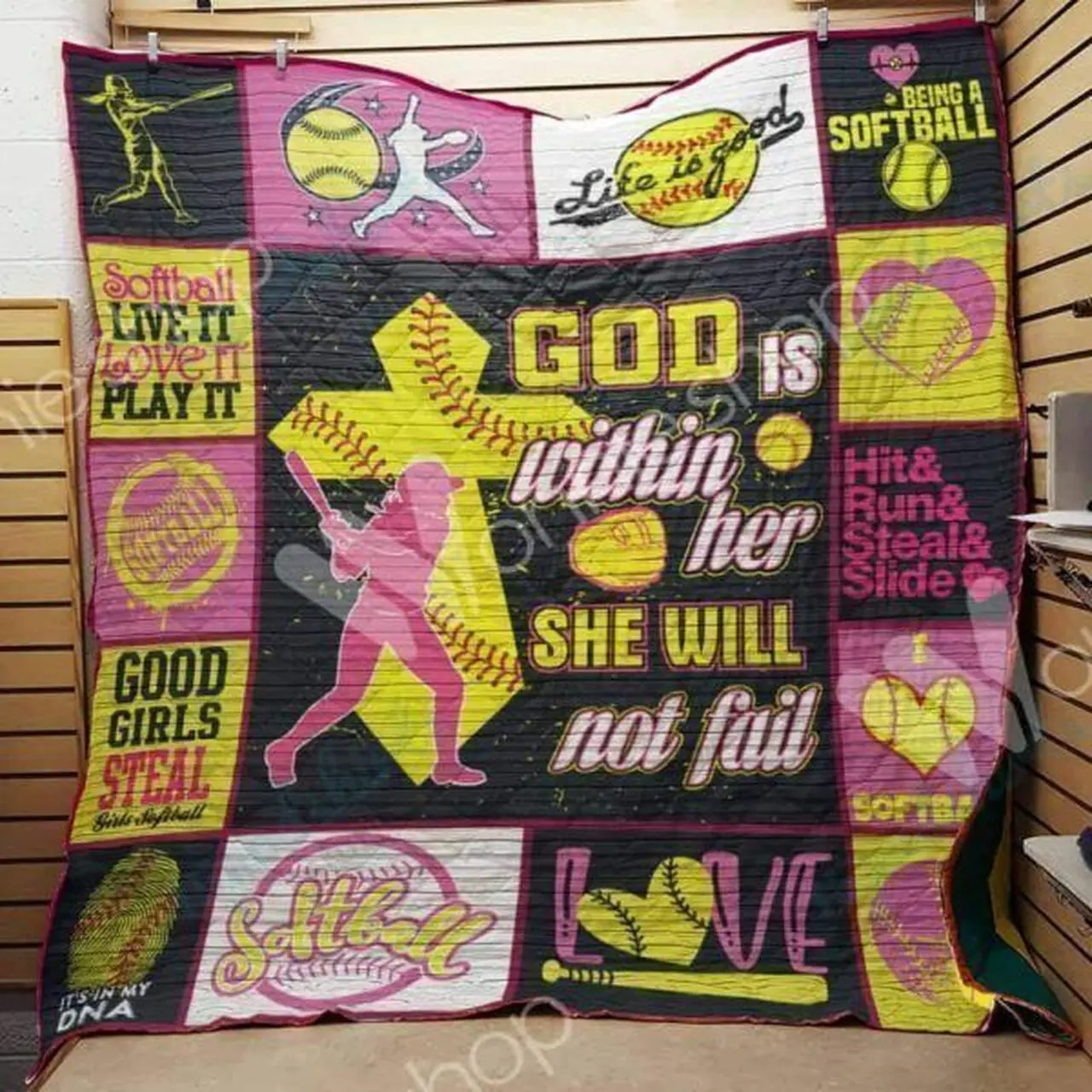 Ll Softball Quilt Blanket and Home Decor