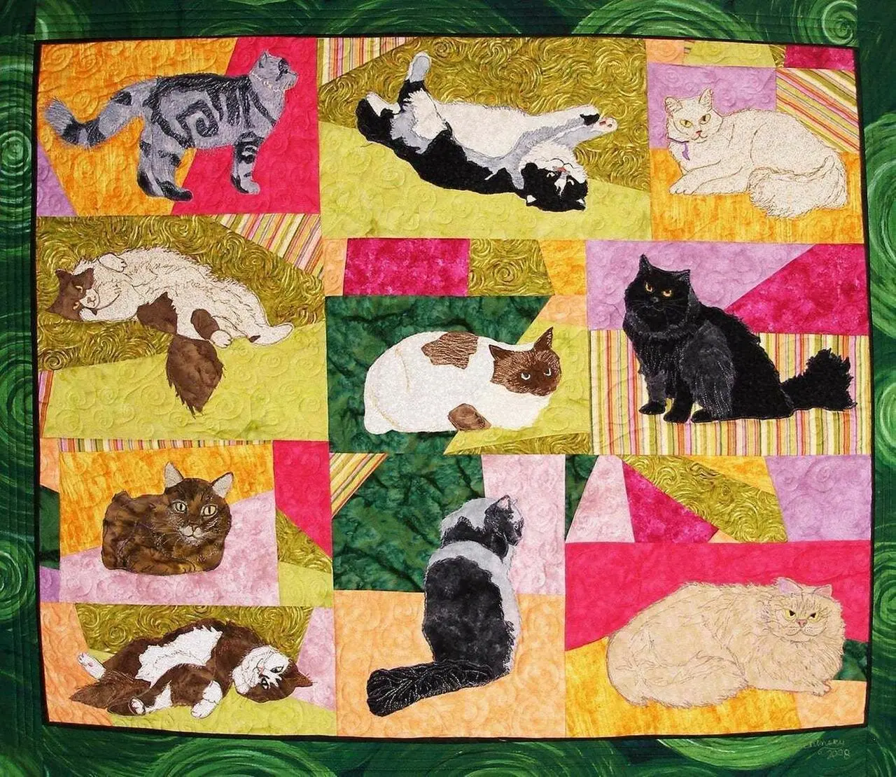 Long Haired Cat Hur Quilt va and Home Decor