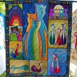 Long Tail Cat Quilt Blanket Quilt and Home Decor