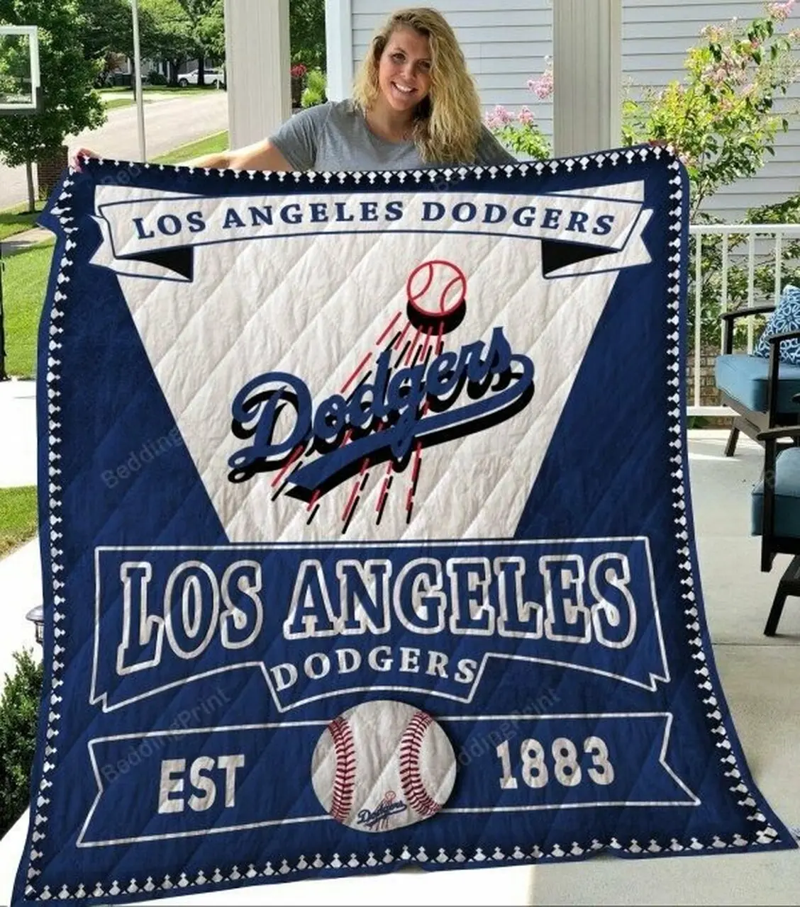 Los Angeles Dodgers Quilt Blanket Fan Made and Home Decor