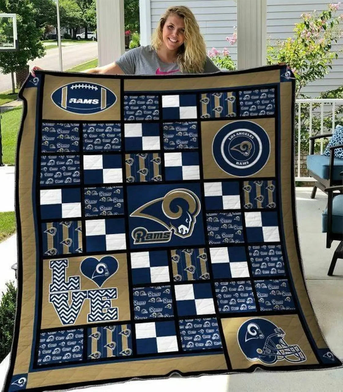 Los Angeles Rams Quilt Blanket 03 and Home Decor