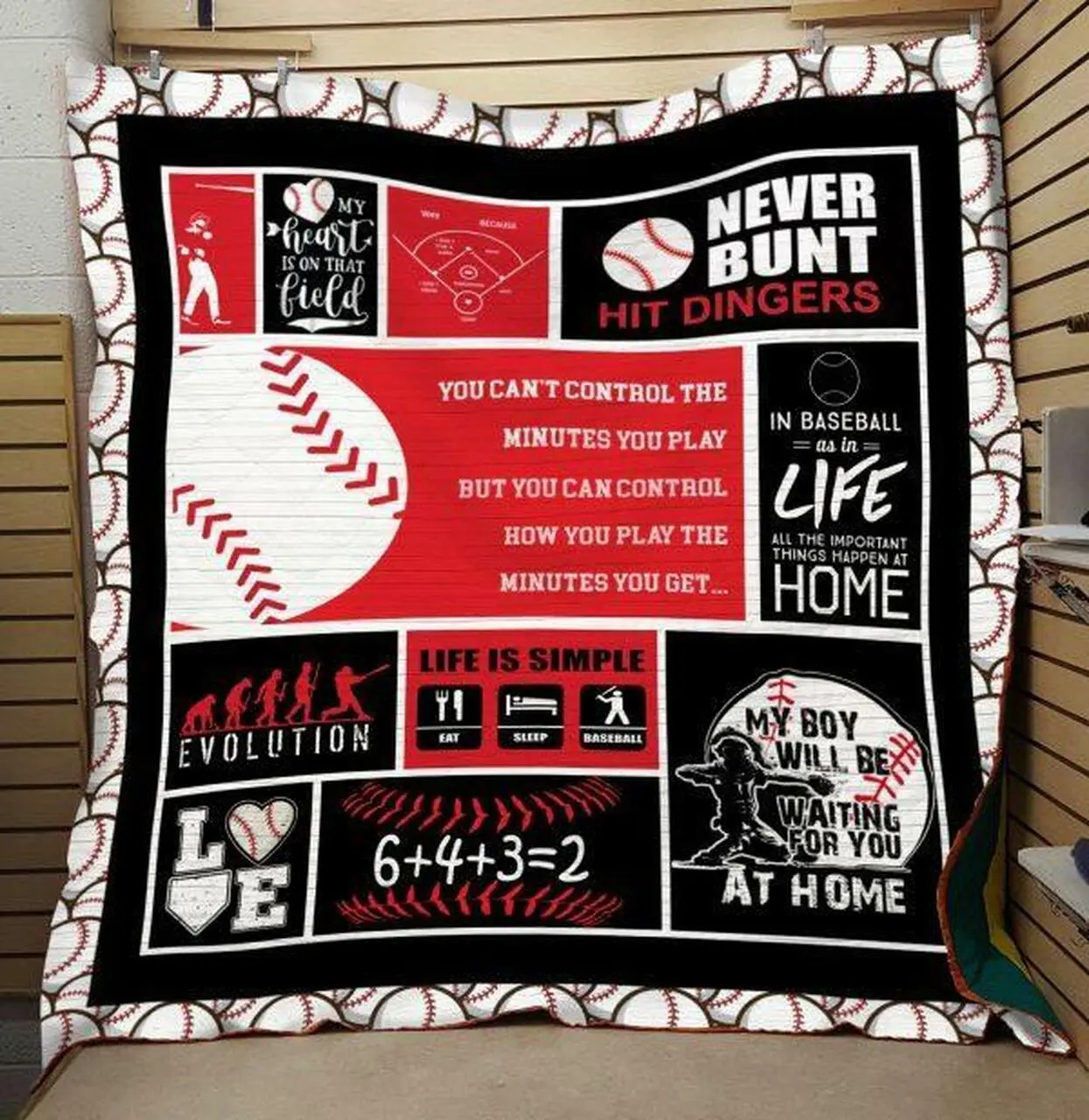 Love Baseball Quilt Blanket Ver 3 Quilt and Home Decor