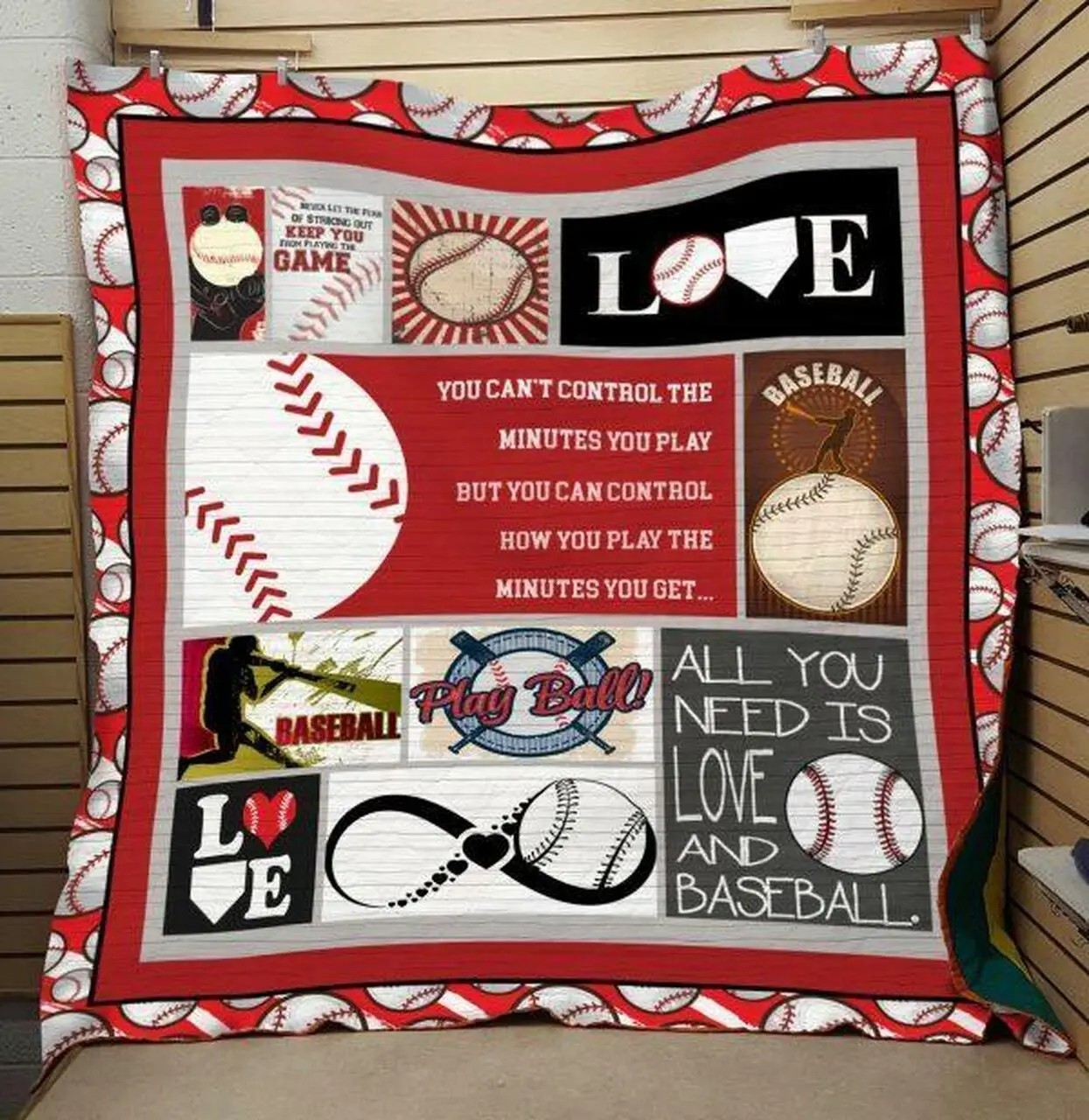 Love Baseball Quilt Blanket Ver 4 Quilt and Home Decor