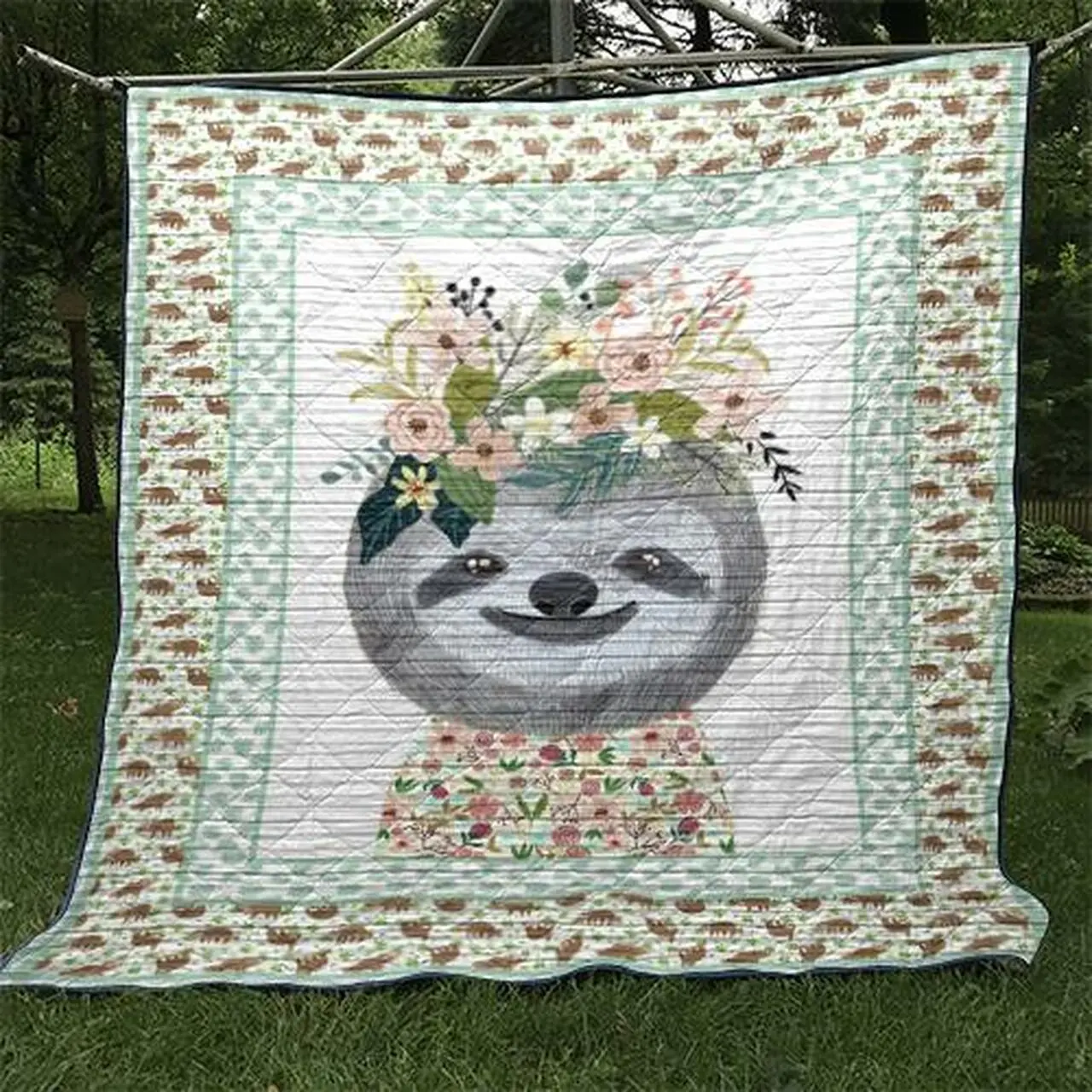 Lovely Sloth Quilt Blanket Vq06 Quilt and Home Decor