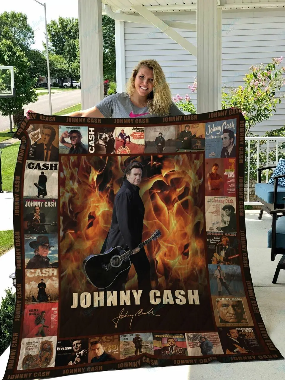 M Johnny Cash Quilt Blanket Ver 1 and Home Decor