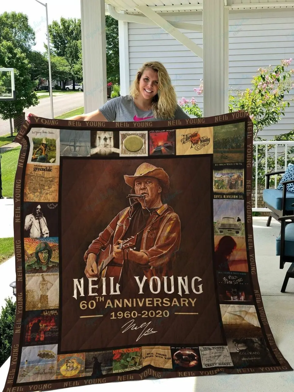 M Neil Young Quilt Blanket Ver 2 and Home Decor