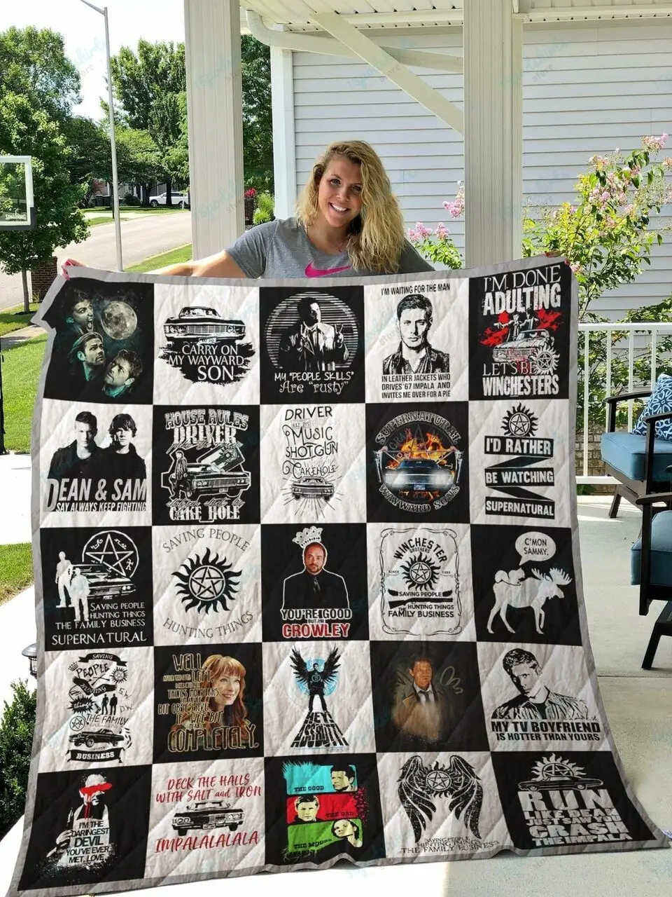 M Supernatural T Shirts Quilt Blanket 01 and Home Decor