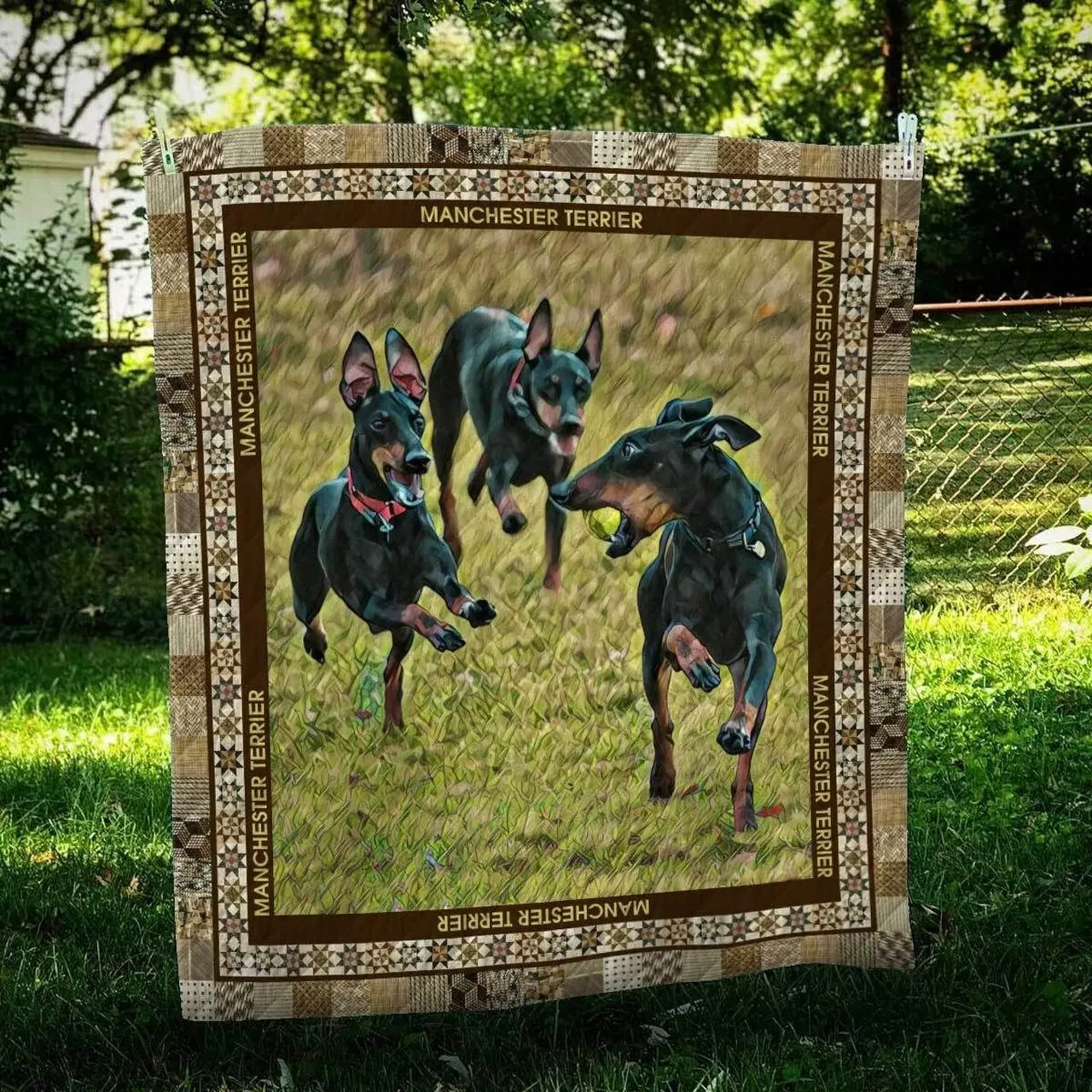 Manchester Terrier Run Quilt Blanket Dhc09122035Dd and Home Decor