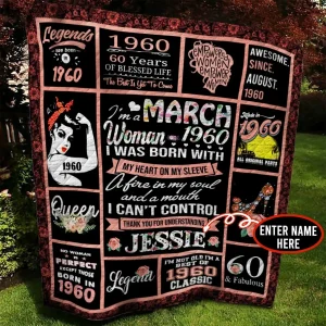 March 1960 Personalized Quilt Blanket Bbb010610Nb and Home Decor