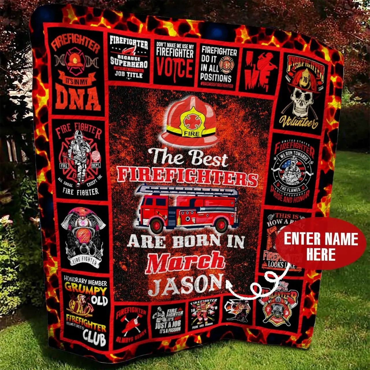 March Firefighter Personalized Quilt Blanket Bbb300539Sm and Home Decor