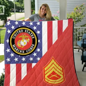 Marine Rank Quilt Blanket and Home Decor